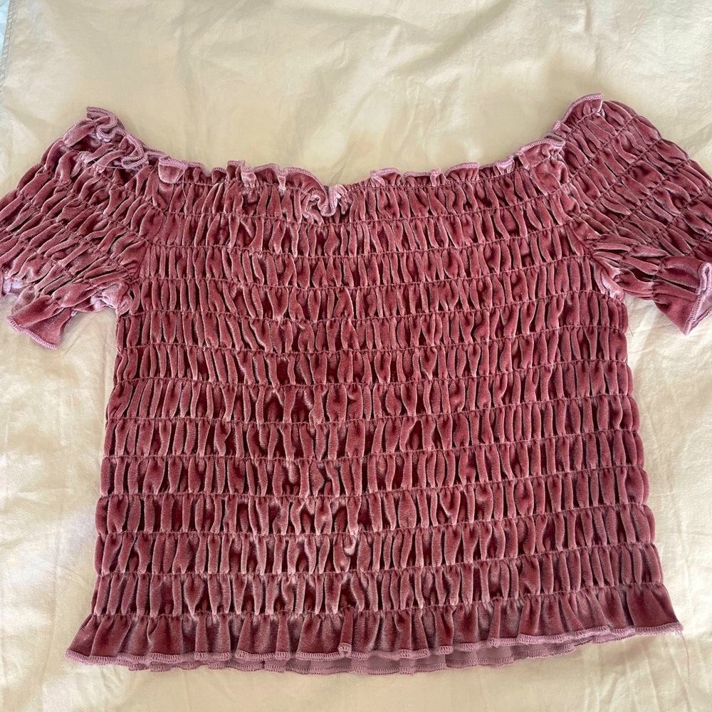 Velvet Off Shoulder Crop Top